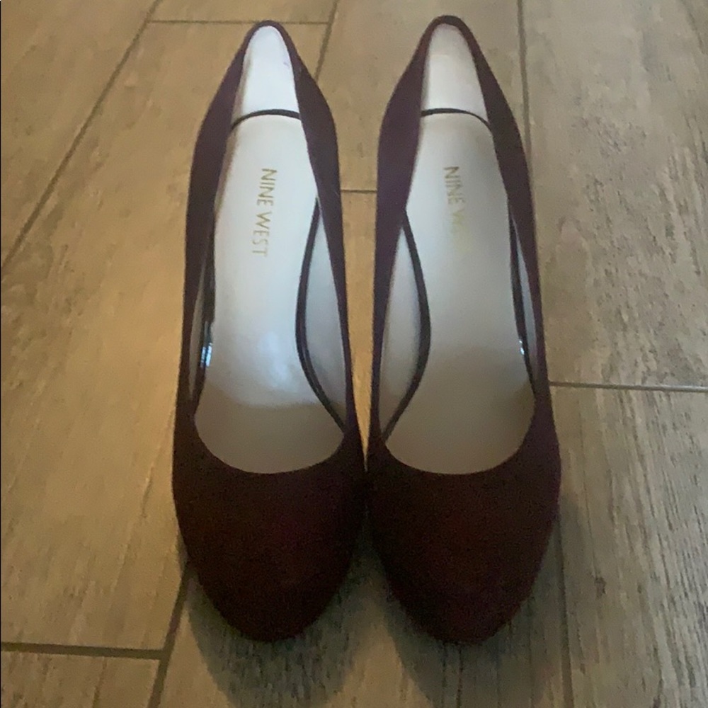 Nine West Wine/Burgundy Suede leather stilettos.